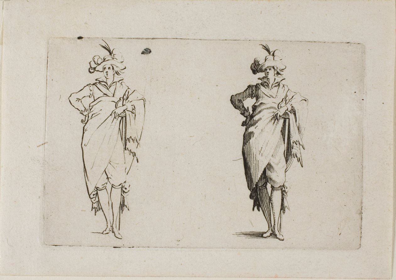 Kaprislerden Sağ Eli Kalçasında Önden Görülen Beyefendi by Jacques Callot