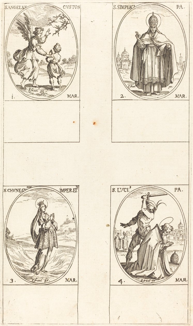 Koruyucu Melek; Aziz Simplici; Aziz Cünegündes; Aziz Luci by Jacques Callot