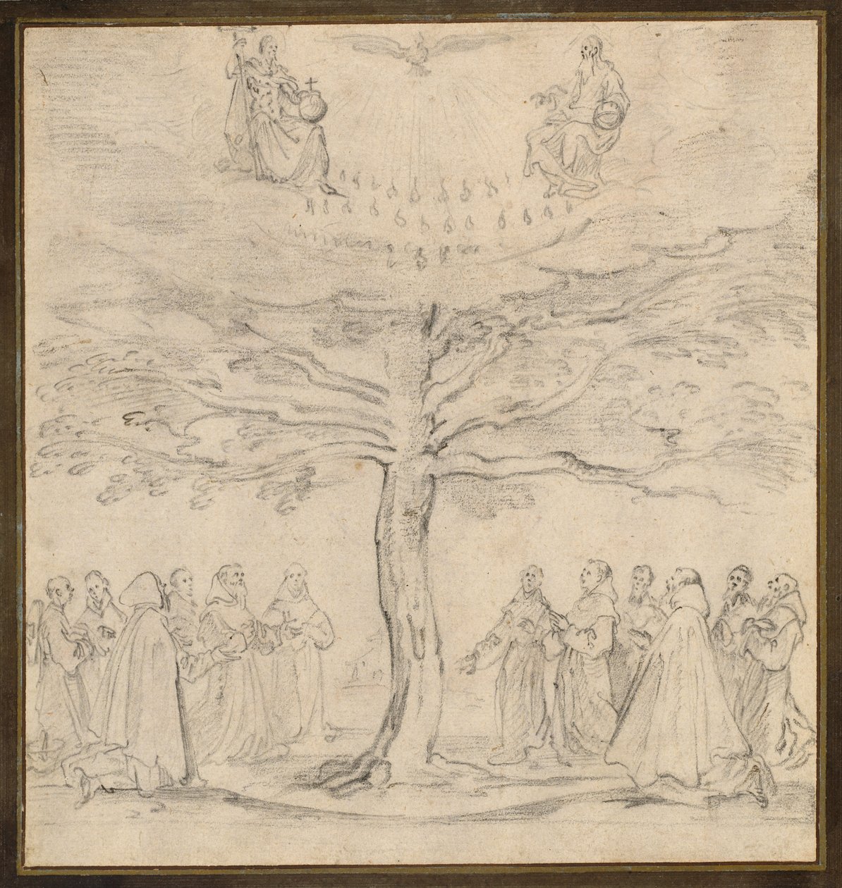 Fransiskenlerin Taptığı Hayat Ağacındaki Kutsal Üçlü by Jacques Callot