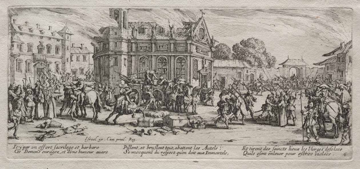 Savaşın Büyük Sefaletleri: Bir Manastırın Yıkılması by Jacques Callot