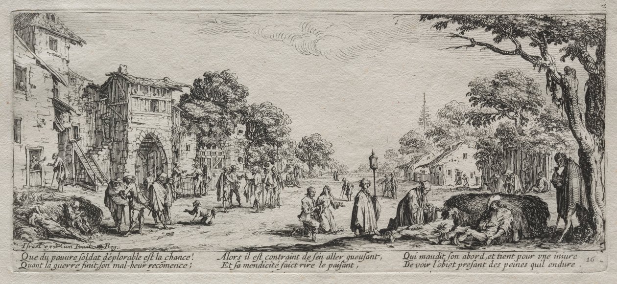 Savaşın Büyük Sefaletleri: Dilenciler ve Ölmek, 1633. by Jacques Callot