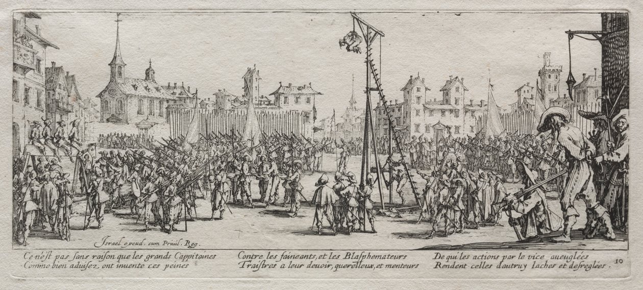 Savaşın Büyük Sefaletleri: Strappado, 1633. by Jacques Callot