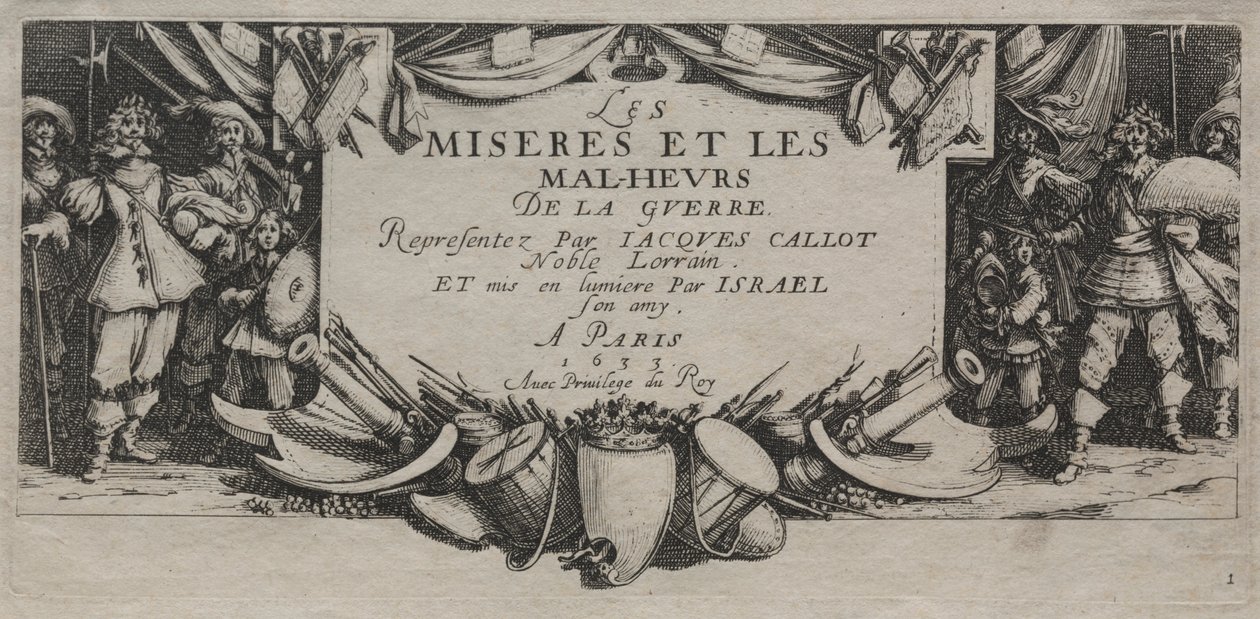Savaşın Büyük Sefaletleri: Başlık Sayfası by Jacques Callot