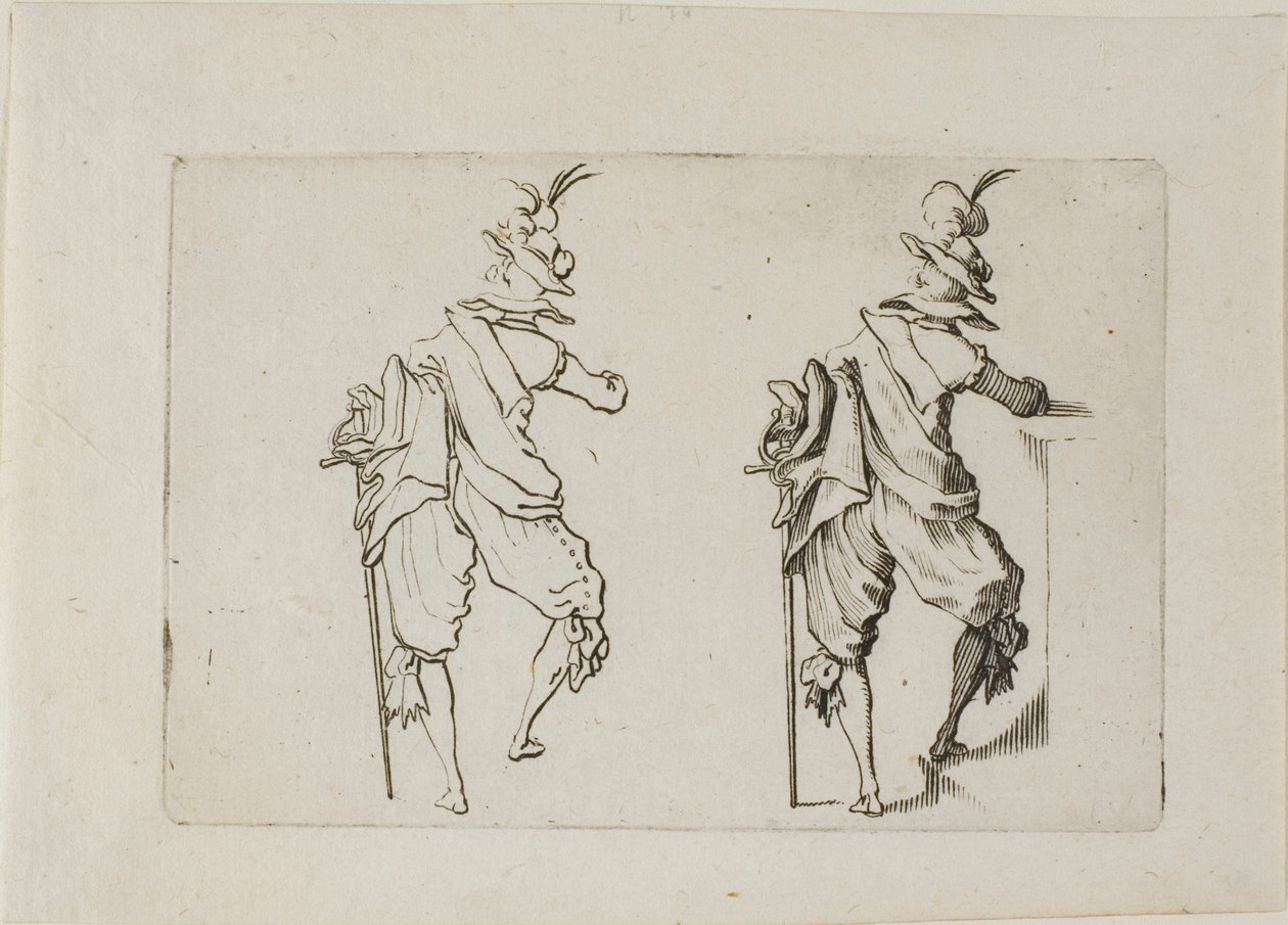 Kaprislerden Büyük Kılıçla Arkadan Görülen Adam by Jacques Callot
