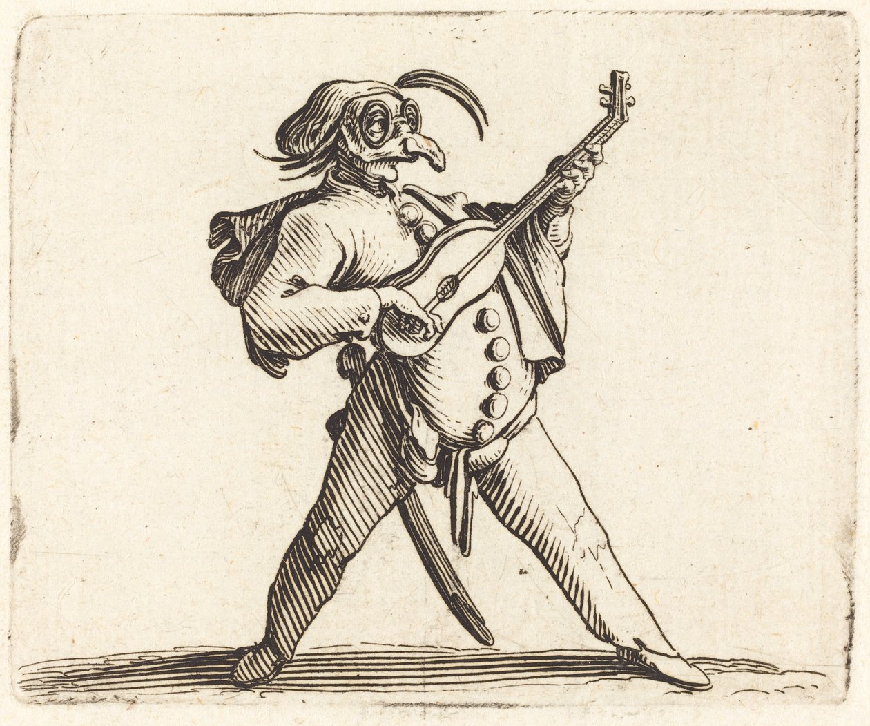 Gitar Çalan Maskeli Komedyen by Jacques Callot