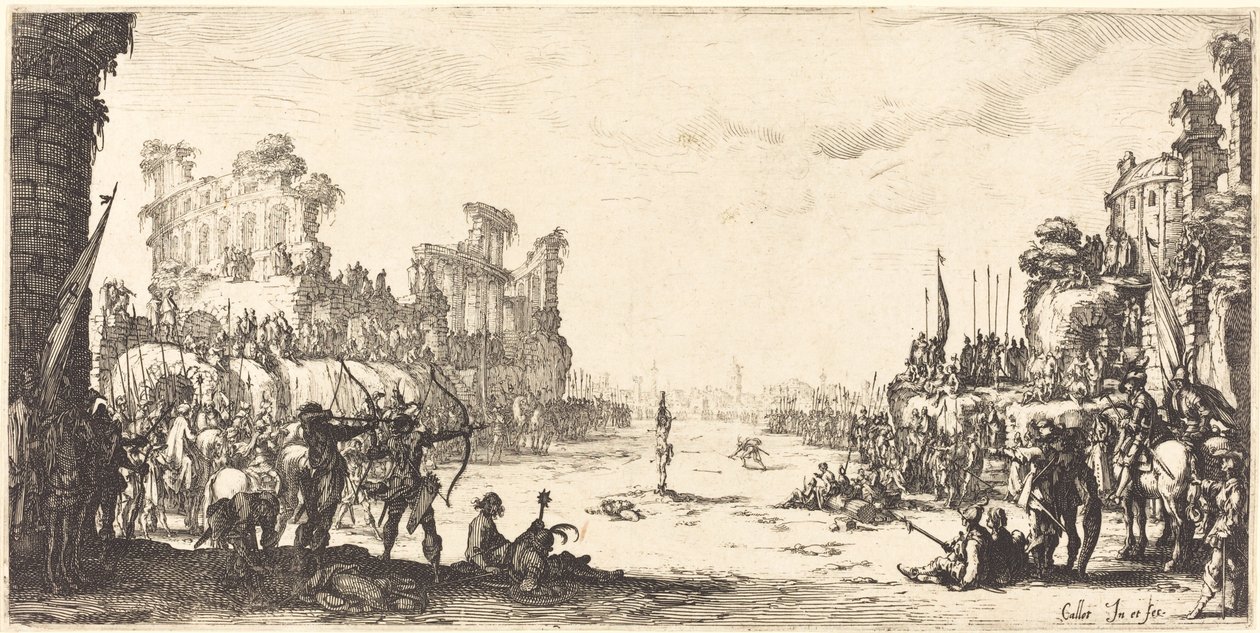 Oklarla Çile (Aziz Sebastian) by Jacques Callot