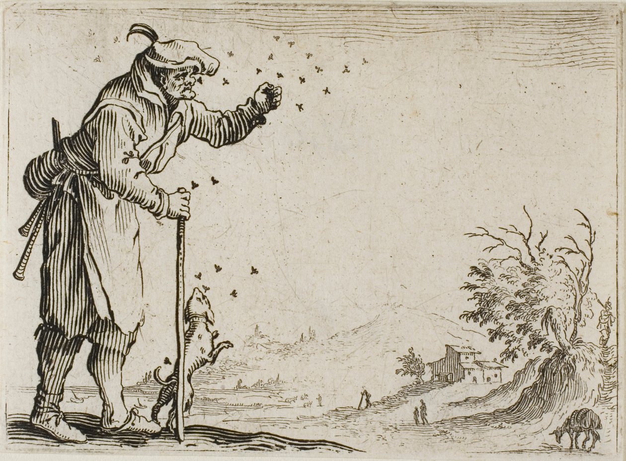 Kaprislerden Arıların Saldırdığı Köylü by Jacques Callot