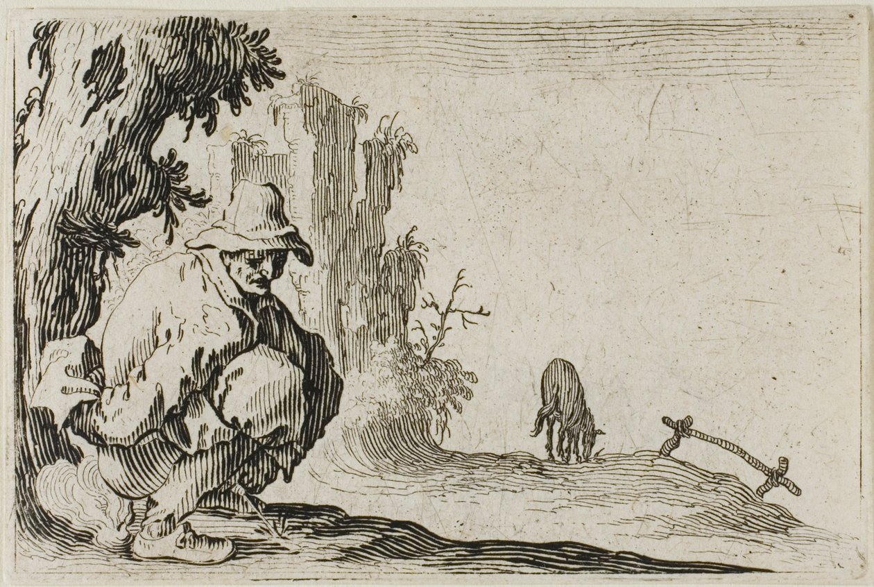 Kaprislerden Köylü Çömelmesi by Jacques Callot