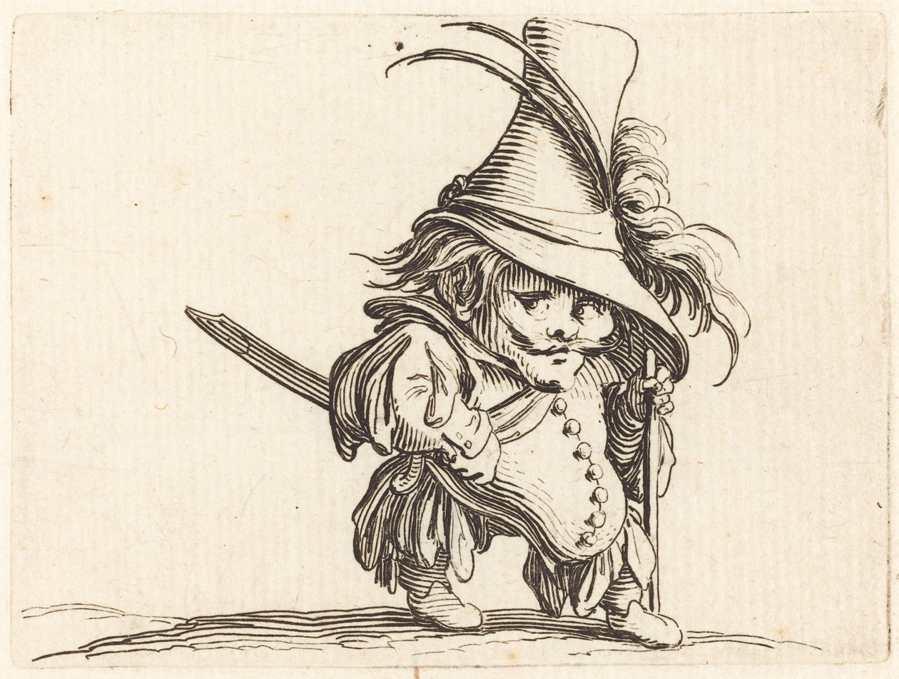 Uzun Şapkalı Göbekli Adam by Jacques Callot