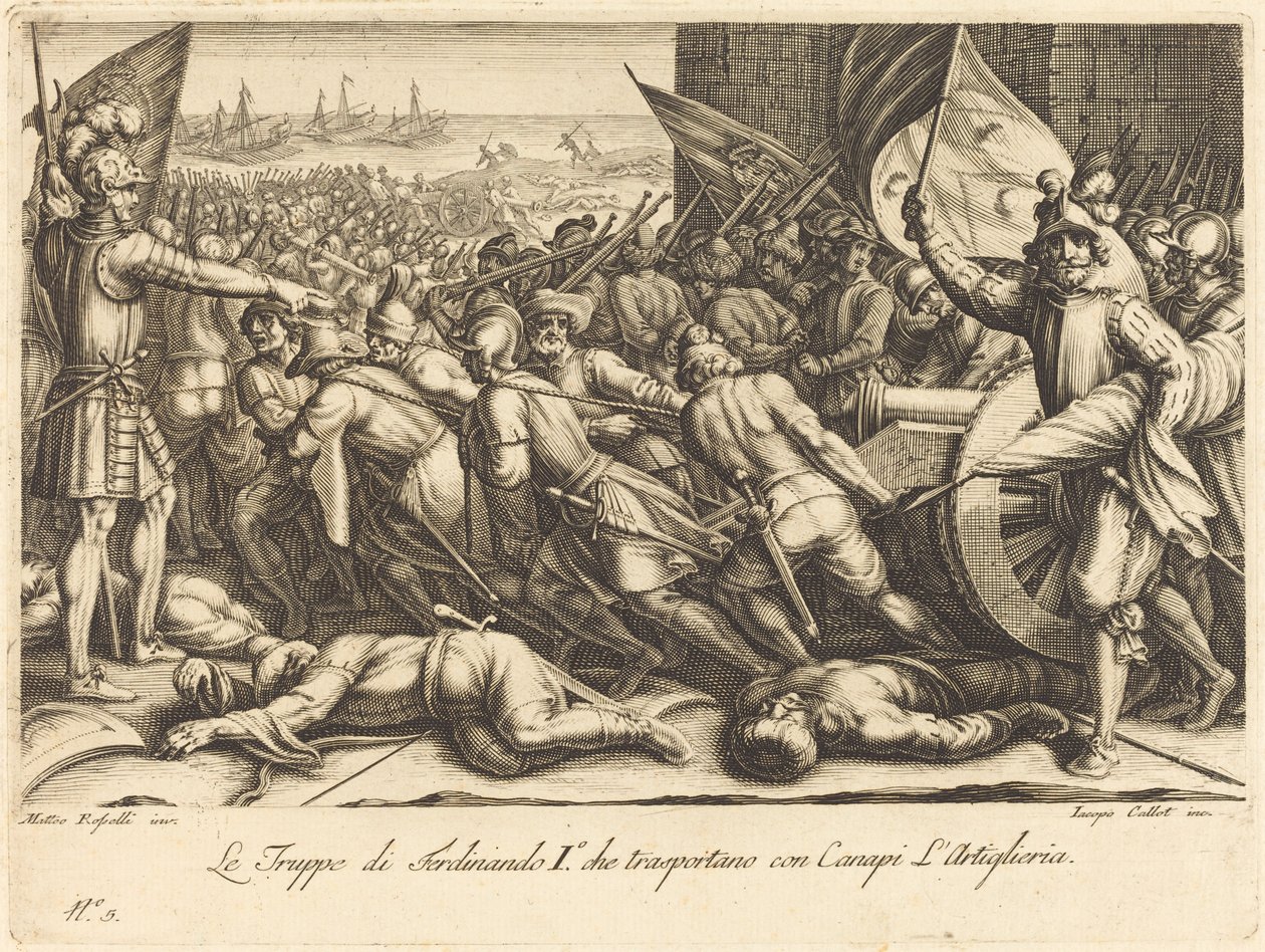 Birliklerin Yeniden Gemiye Alınması, c. 1614. by Jacques Callot
