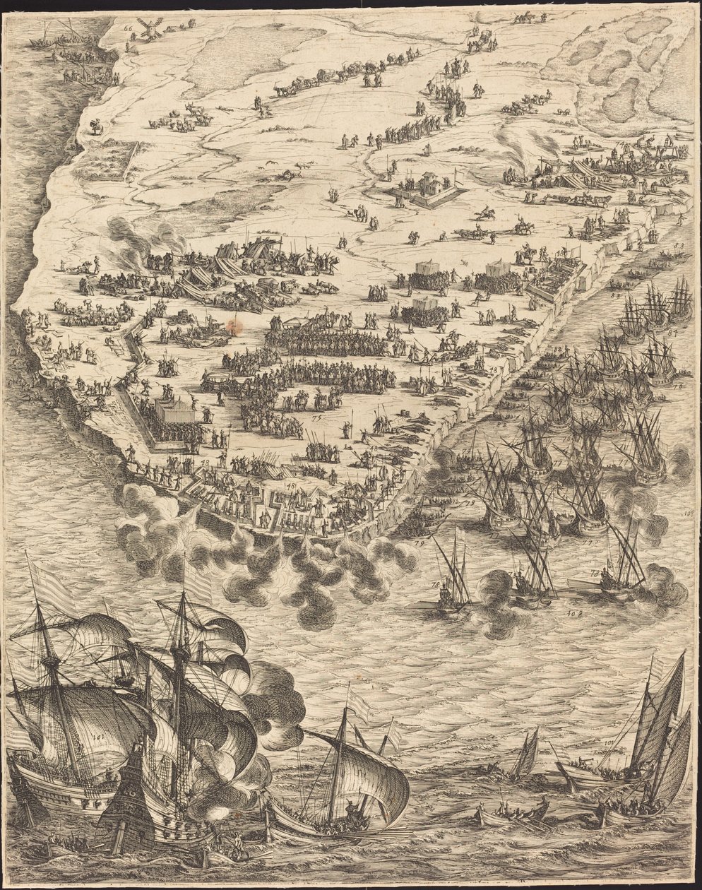 La Rochelle Kuşatması [levha 10/16; set, 1952.8.97-112] içerir by Jacques Callot