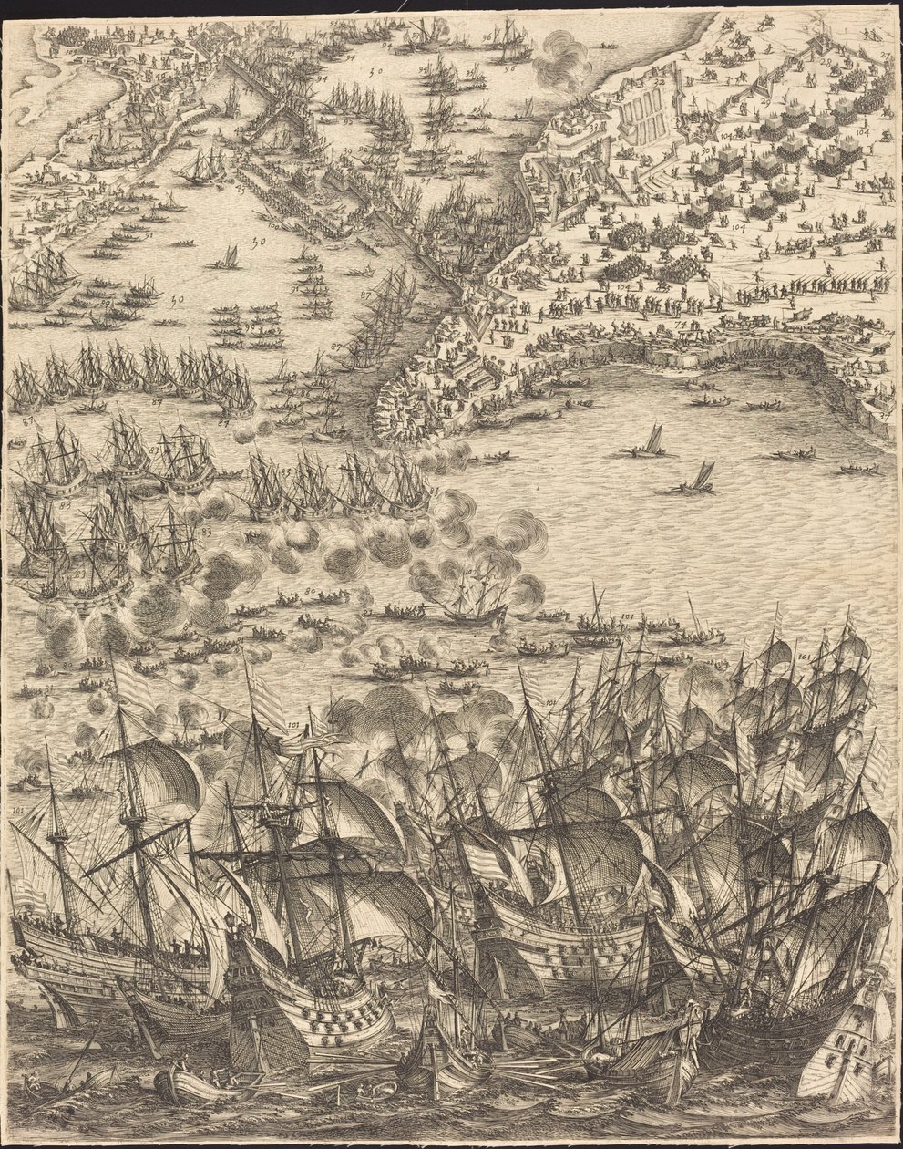 La Rochelle Kuşatması [levha 11/16; set, 1952.8.97-112] içerir by Jacques Callot