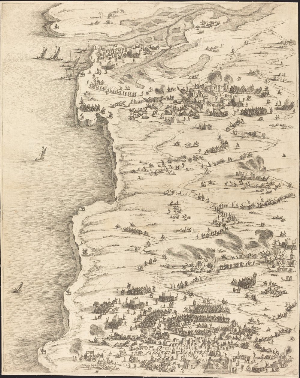 La Rochelle Kuşatması [plaka 5/16; set, 1952.8.97-112] içerir by Jacques Callot