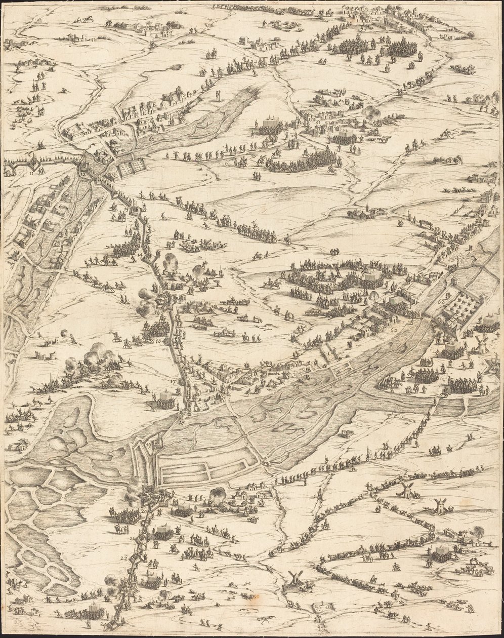 La Rochelle Kuşatması [plaka 7/16; set, 1952.8.97-112] içerir by Jacques Callot