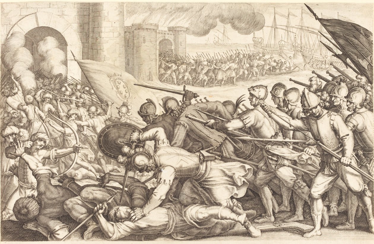 Bir Kasabanın Kapısını Zorlayan Birlikler by Jacques Callot