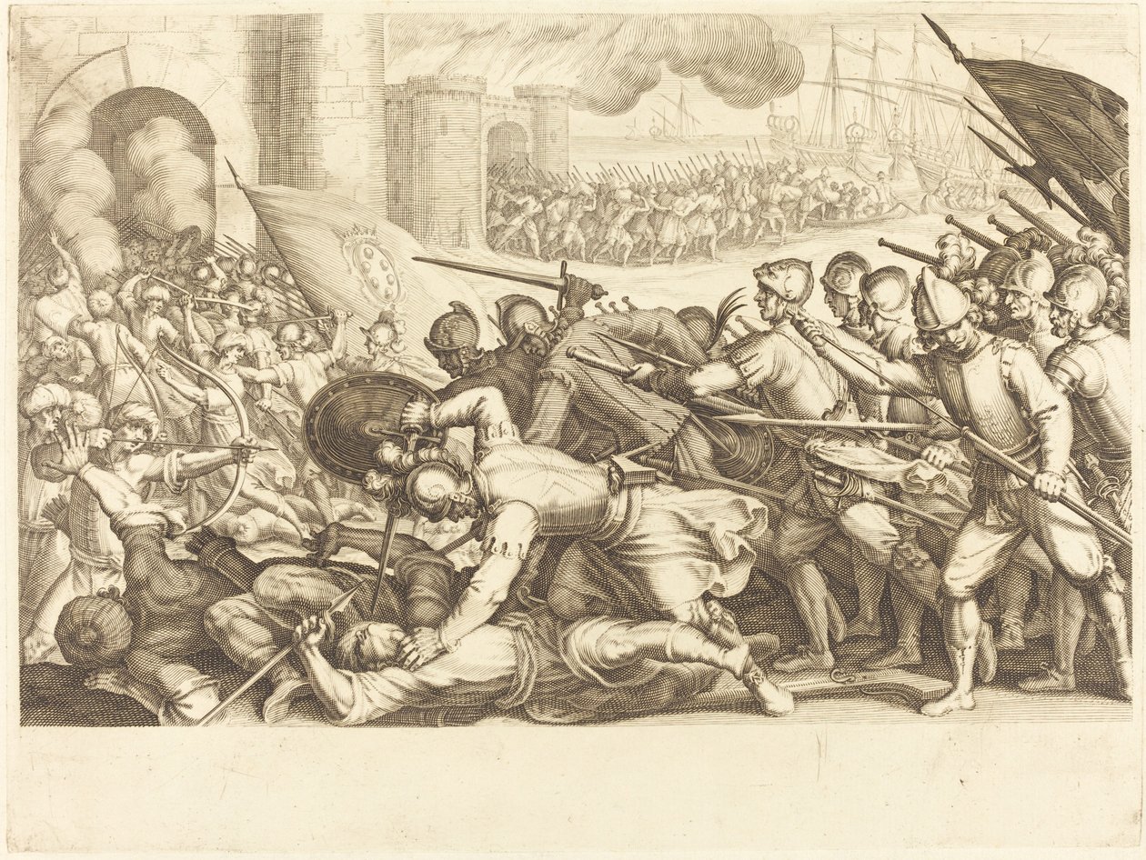 Bir Kasabanın Kapısını Zorlayan Birlikler, c. 1614. by Jacques Callot