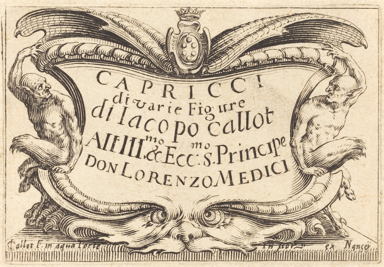 "The Capricci" için Başlık Sayfası by Jacques Callot