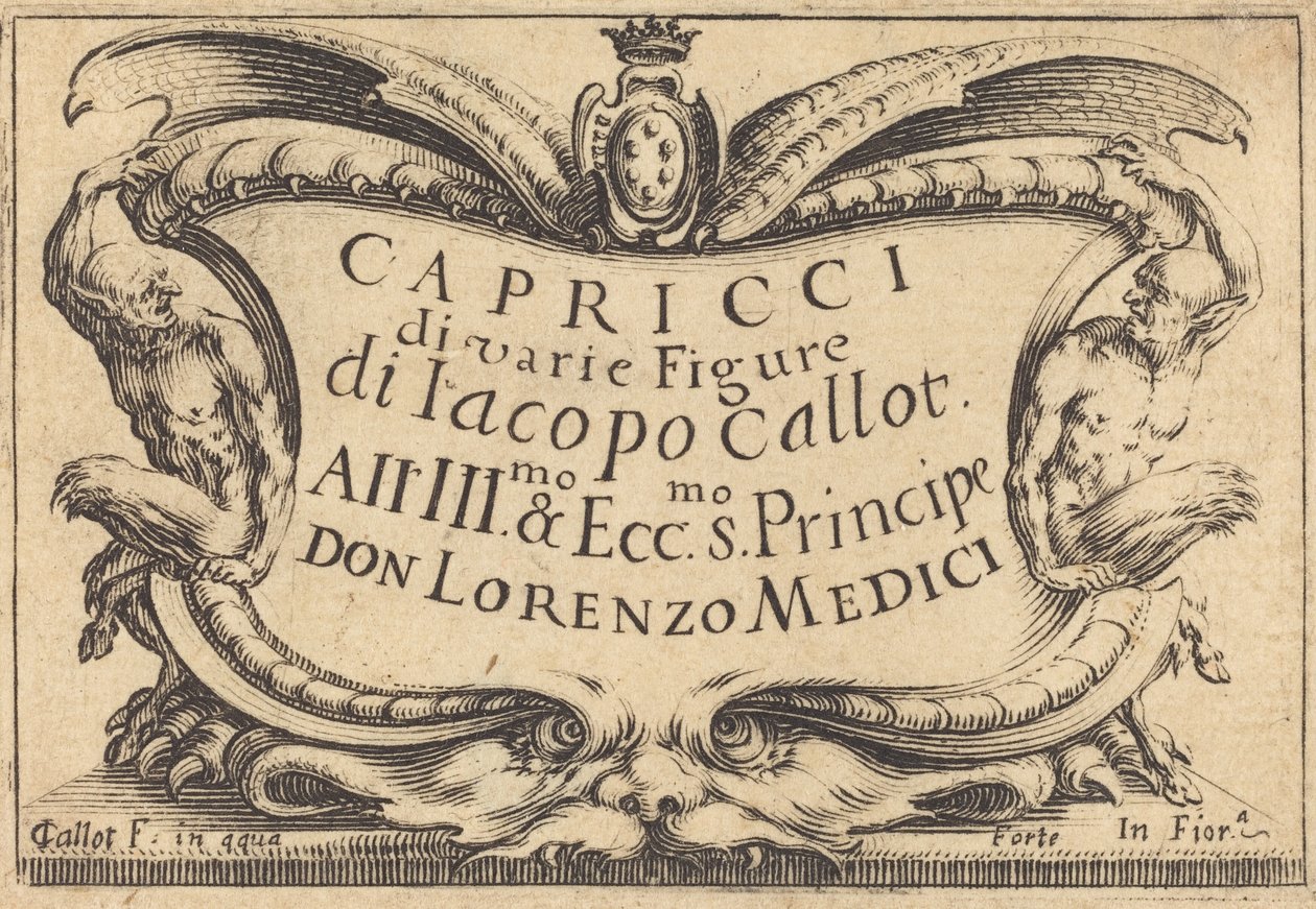 The Capricci için Başlık Sayfası, c. 1617. by Jacques Callot