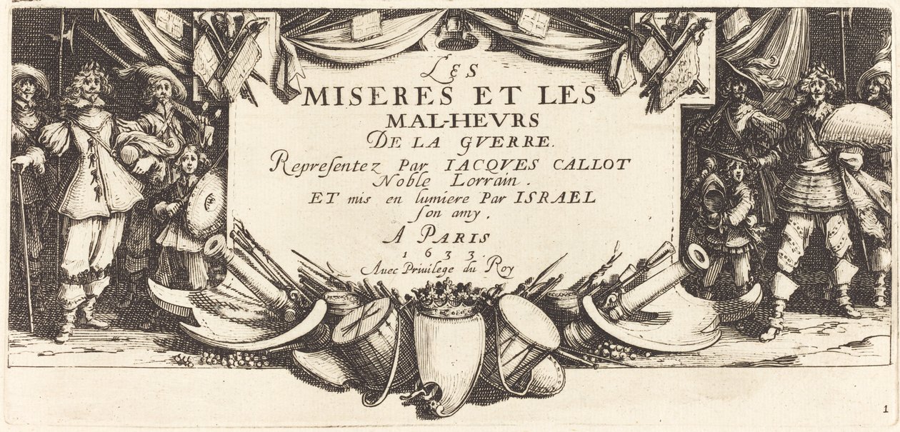 "Savaşın Büyük Sefaletleri" için Başlık Sayfası by Jacques Callot