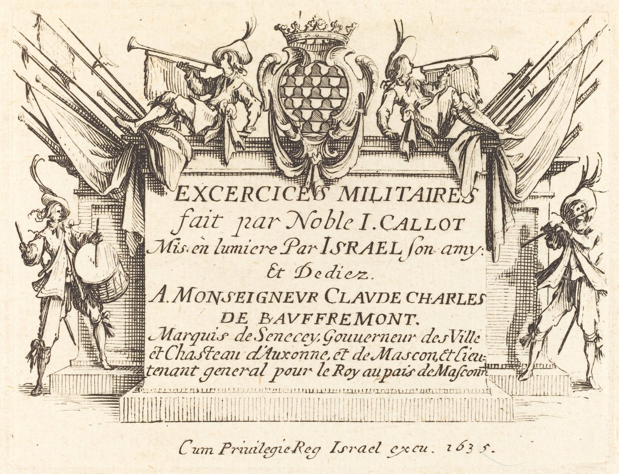 Askeri Tatbikatlar için Başlık Sayfası, 16341635. by Jacques Callot