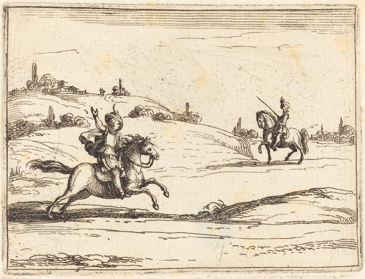 iki şövalye by Jacques Callot