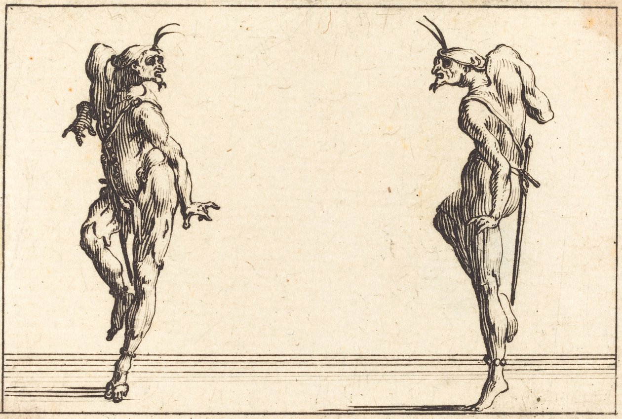 İki Pantalon Dansı, c. 1617. by Jacques Callot