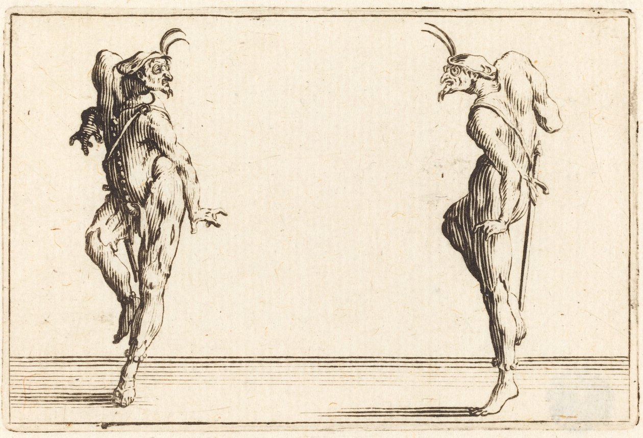 İki Pantalon Dansı, c. 1622. by Jacques Callot