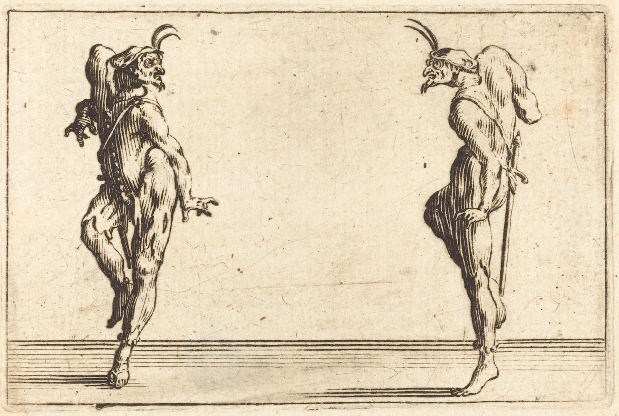 İki Pantalon Dansı, c. 1622. by Jacques Callot