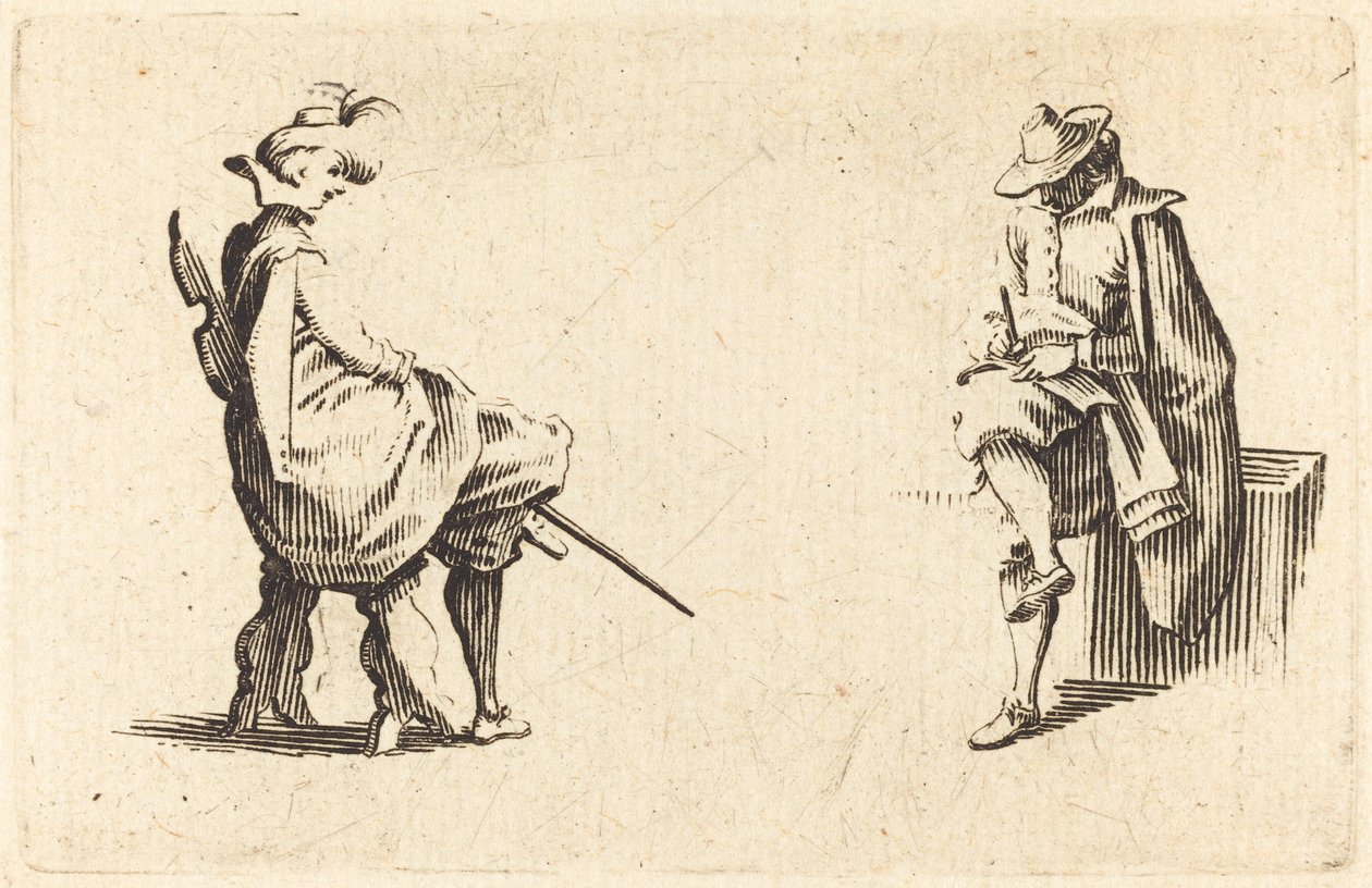 İki Oturan Figür by Jacques Callot