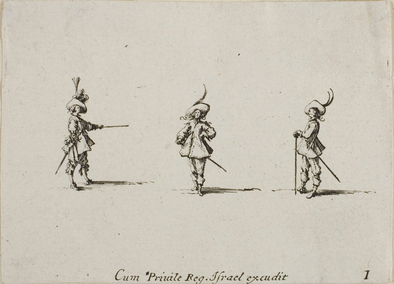 Silahsız Tatbikat, Askeri Tatbikatlardan birinci plaka by Jacques Callot
