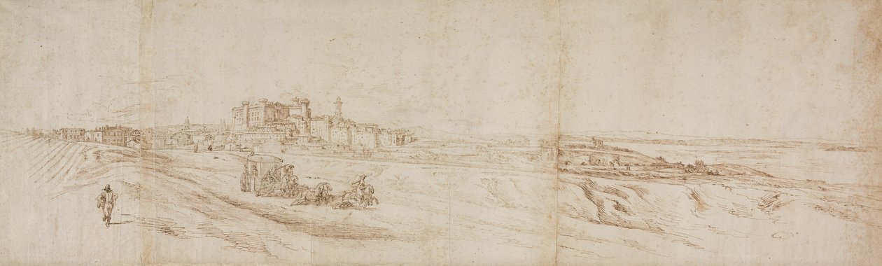 Antrenör ve figürlerle Roma yakınlarındaki Castello Bracciano