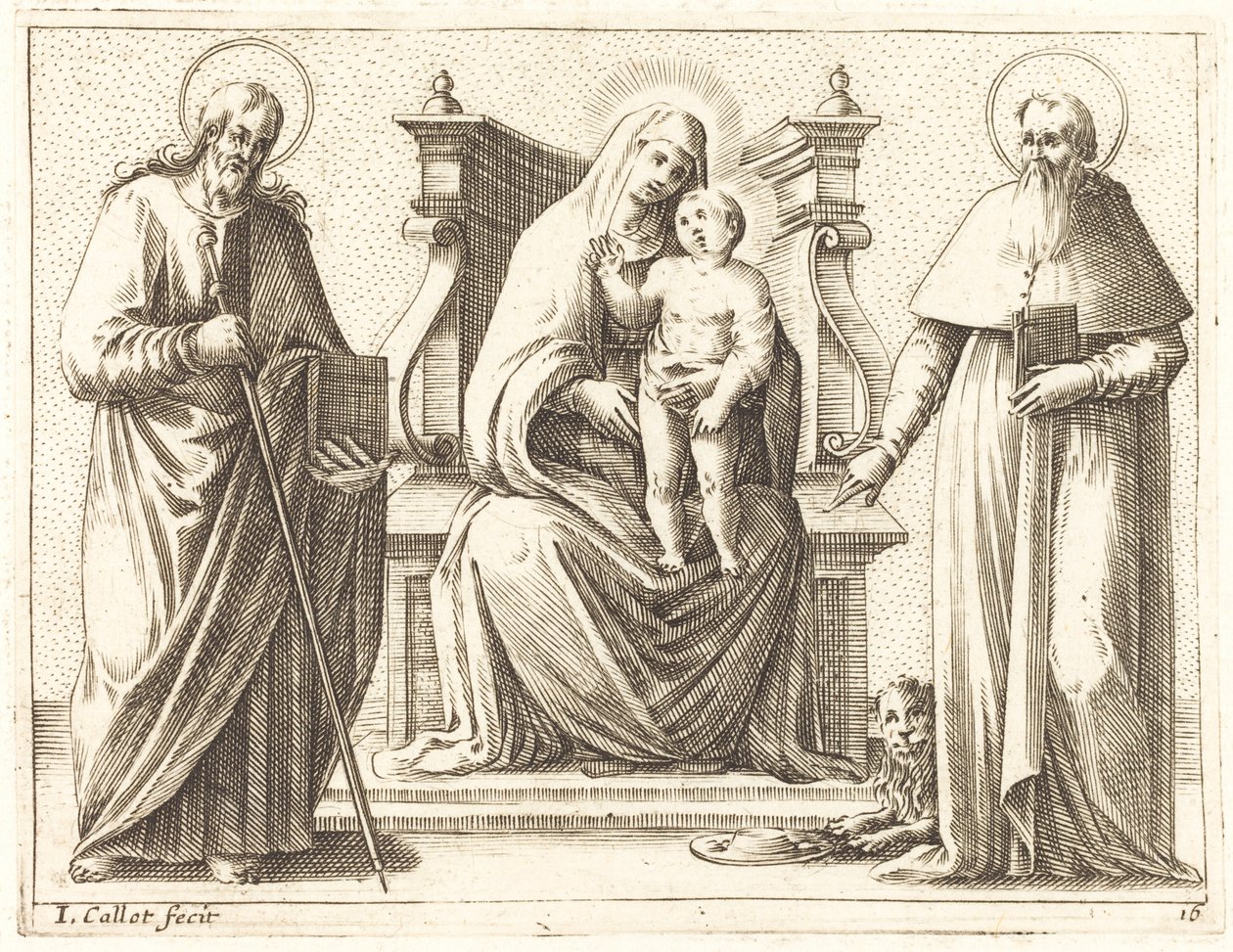 Aziz James ve Jerome ile Bakire ve Çocuk by Jacques Callot