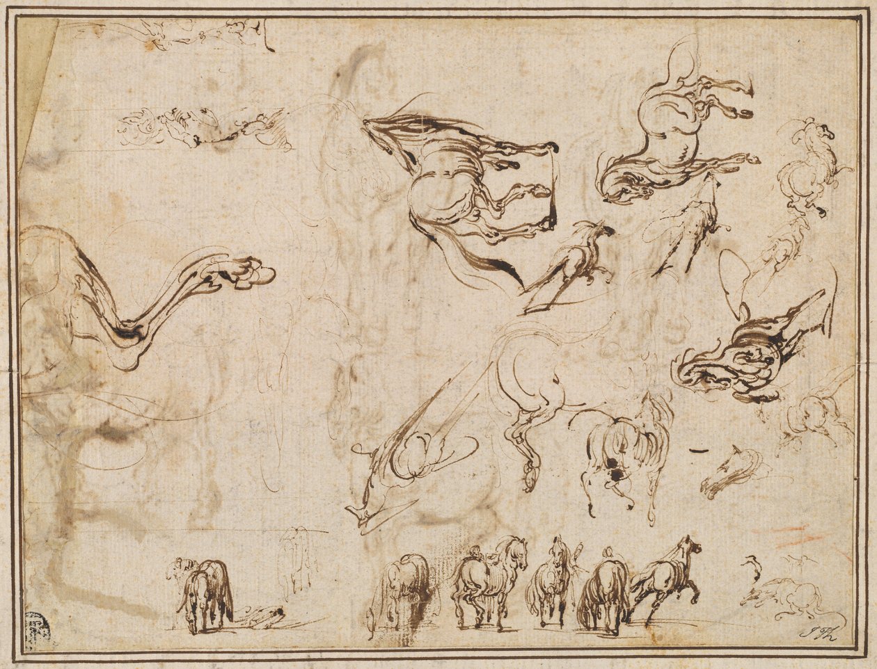 At Çalışmaları [verso] by Jacques Callot after Antonio Tempesta