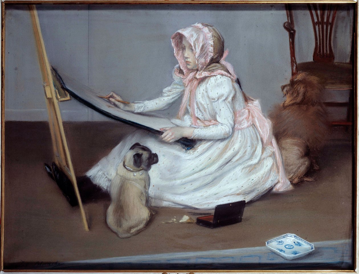 Genç kız çizimi Jacques Emile (Jacques-Emile) Blanche (1861-1942), 20. yüzyıl. Rouen, Güzel Sanatlar Müzesi. by Jacques Emile Blanche