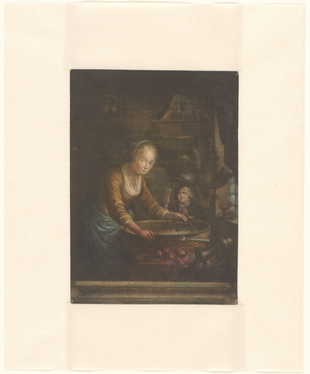Soğan doğrayan genç kadın by Jacques Fabien Gautier Dagoty (attributed to)
