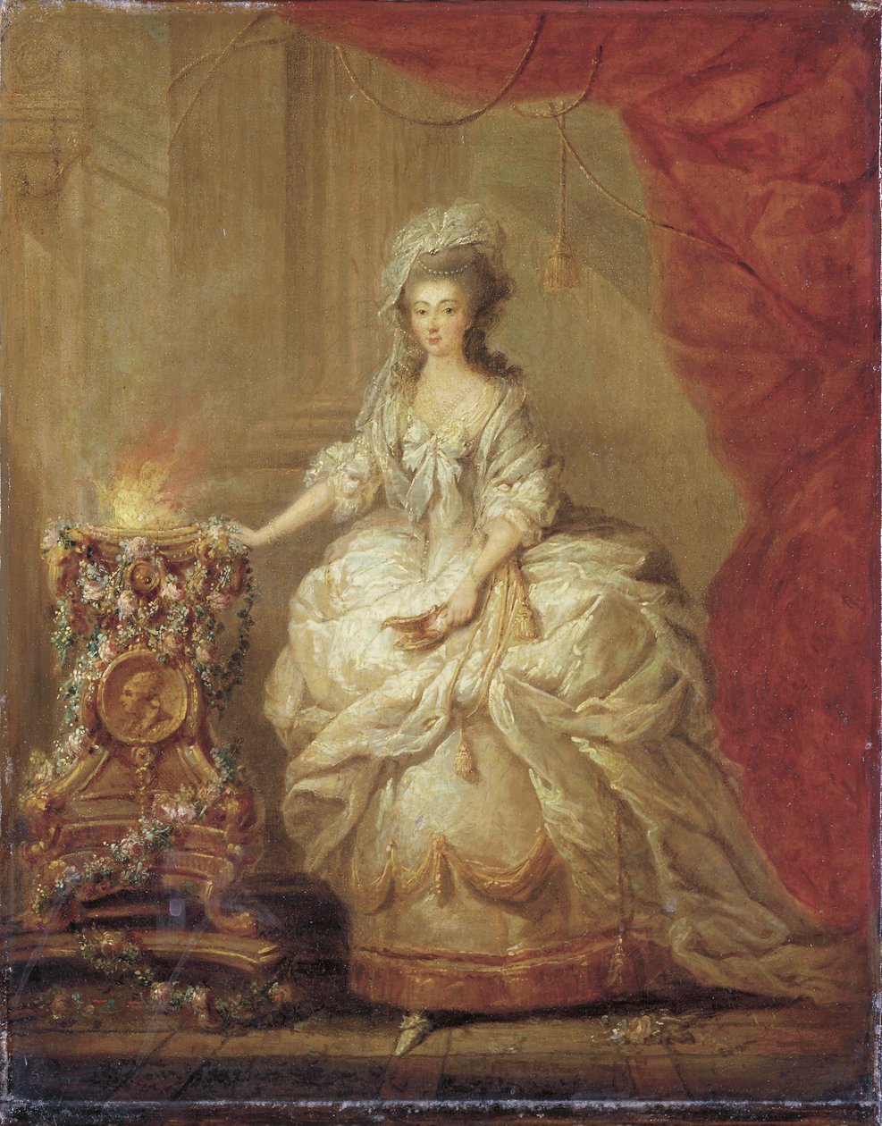 Marie-Antoinette olduğu söylenen vestal bakire kılığında bir bayanın portresi by Jacques Fabien Gautier dAgoty