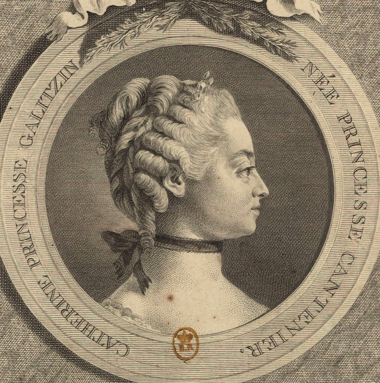 Kontes Ekaterina Dmitrievna Golitsyna'nın portresi 1720-1761, kızlık soyadı Cantemir. by Jacques Firmin Beauvarlet