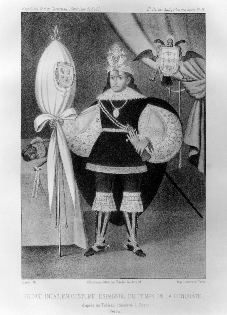 İnka prensi, fetih sırasında İspanyol kostümü içinde, 16. yüzyıl 1852 by Jacques Francois Gauderique Llanta
