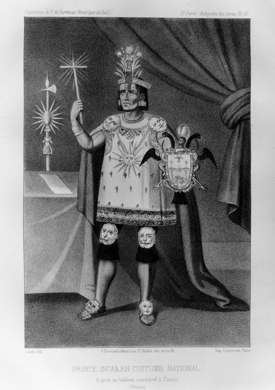 İnka prensi, ulusal kostüm, 1852 by Jacques Francois Gauderique Llanta