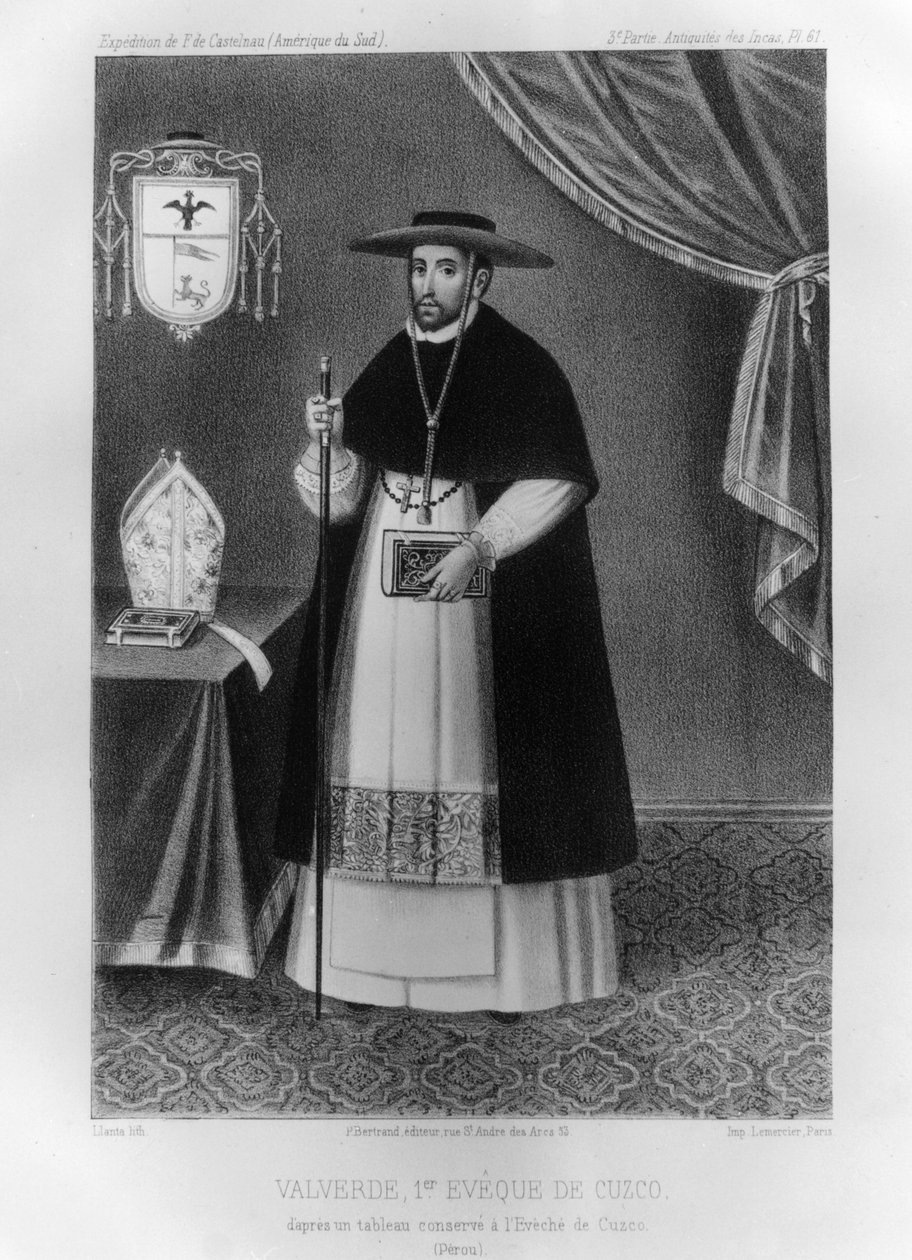 Vincente de Valverde, ilk Cuzco Piskoposu, 1852. by Jacques Francois Gauderique Llanta