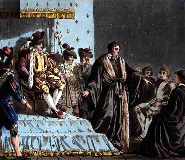Şansölye Francois Olivier (d. 1488) Jean Baptiste Morret (fl. 1790-1820) tarafından oyulmuş I. Ferdinand Büyükelçisinin (1503-64) Planlarını Karıştırıyor by Jacques Francois Joseph (after) Swebach