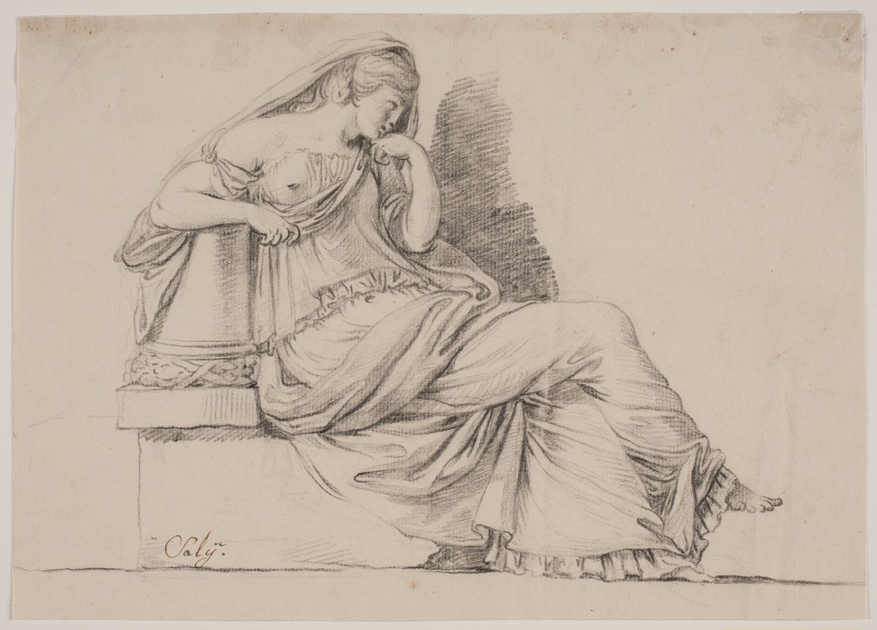 alegori yas tutan kadın figürü by Jacques Francois Joseph Saly