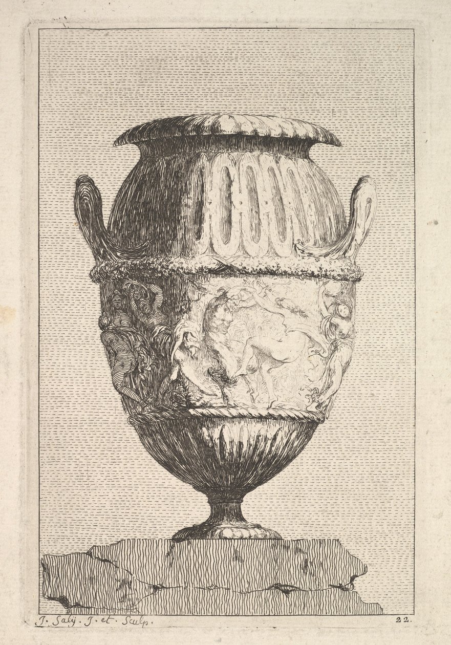 Bacchic Frizli Vazo Tasarımı, Vazolar, 1746. by Jacques Francois Joseph Saly
