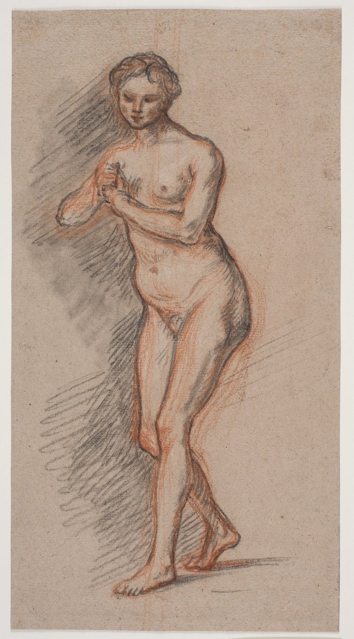 Elleri göğsünün önünde olan kadın model figürü by Jacques Francois Joseph Saly