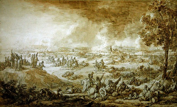 Leipzig Savaşı (kağıt üzerinde kalem ve mürekkep yıkama) by Jacques Francois Joseph Swebach