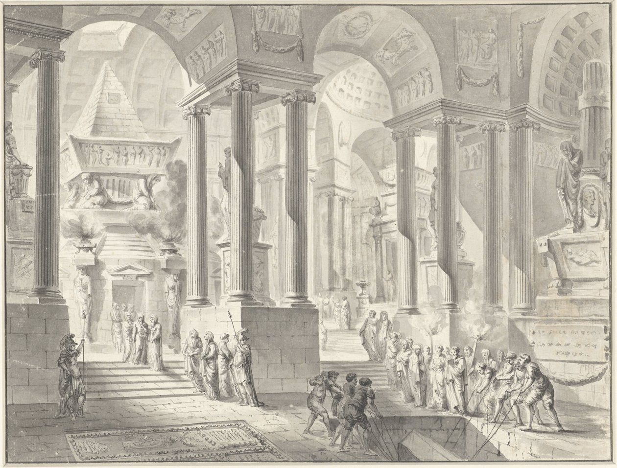 Fantezi klasik bir iç mekanda cenaze töreni by Jacques François Blondel
