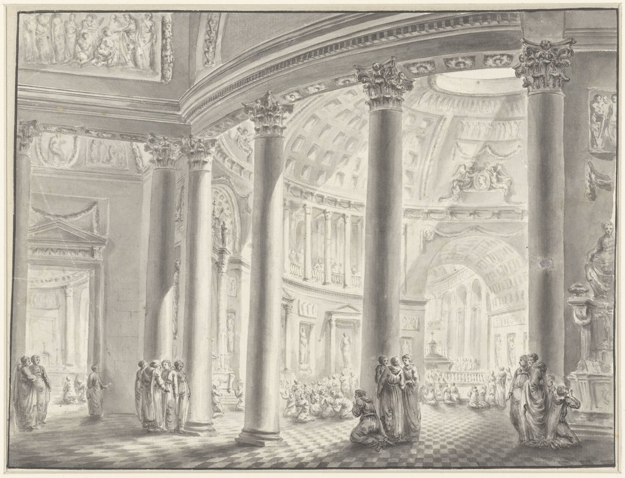 Kubbeli bir kilisenin içi by Jacques François Blondel