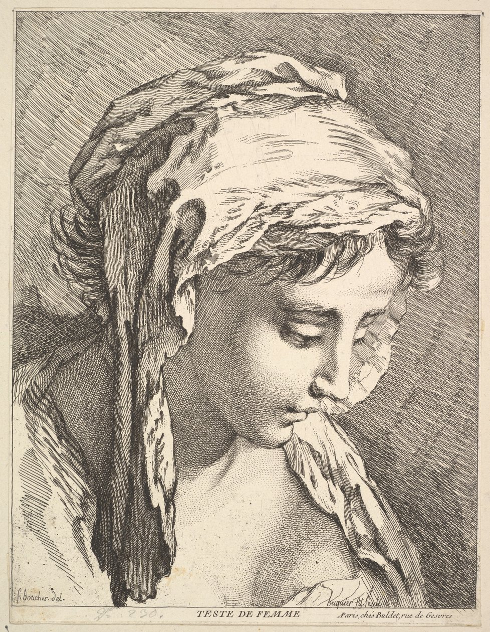 Bir Kadının Başı, 18. yüzyılın ortalarından sonlarına kadar. by Jacques Gabriel Huquier