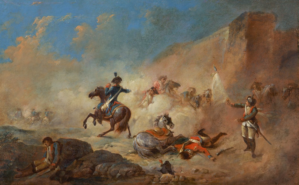 İngiliz ve Fransız süvarilerinin savaşı by Jacques Gamelin