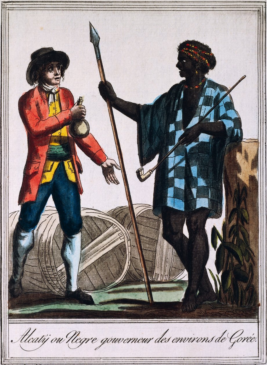 Alcaty, Goree, Senegal kabile şefi, Labrousse (aktif 1796), Encyclopedie des Voyages, Jacques Grasset de Saint-Sauveur (1757-1810) tarafından yapılan bir çizimden gravür by Jacques Grasset de Saint Sauveur